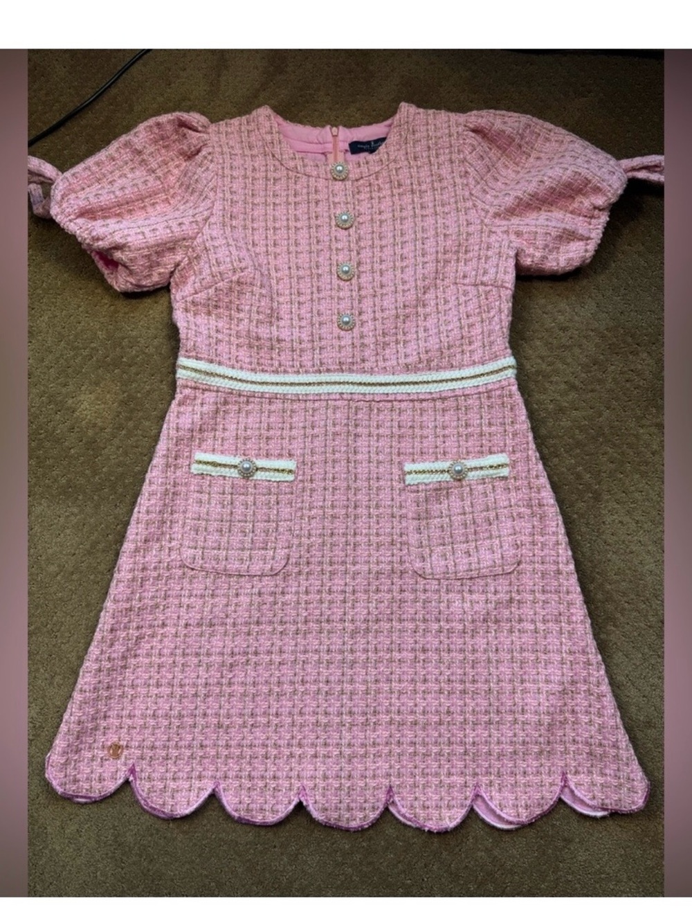 NWT Simply Southern Pink Tweed Scalloped Hem Dress